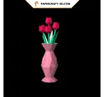 Vase avec Tulipe en papercraft 3D