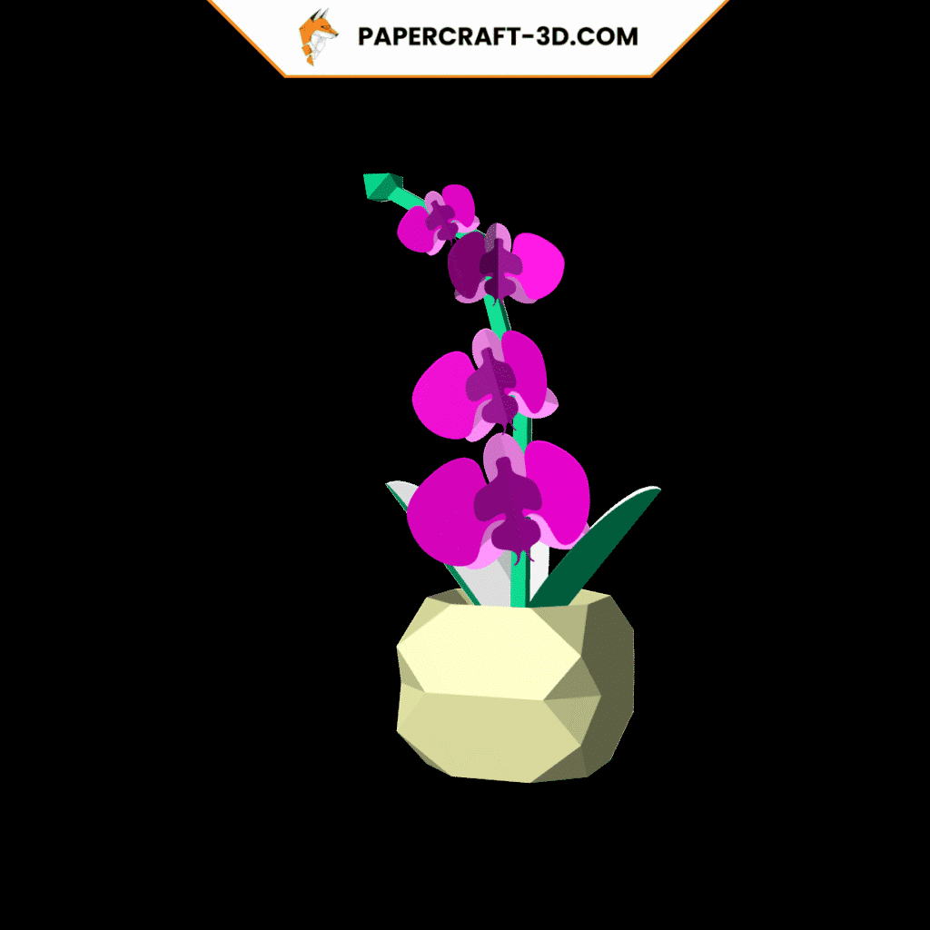Pot avec Orchidée en papercraft 3D