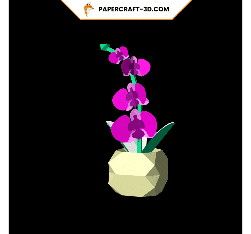 Pot avec Orchidée en papercraft 3D