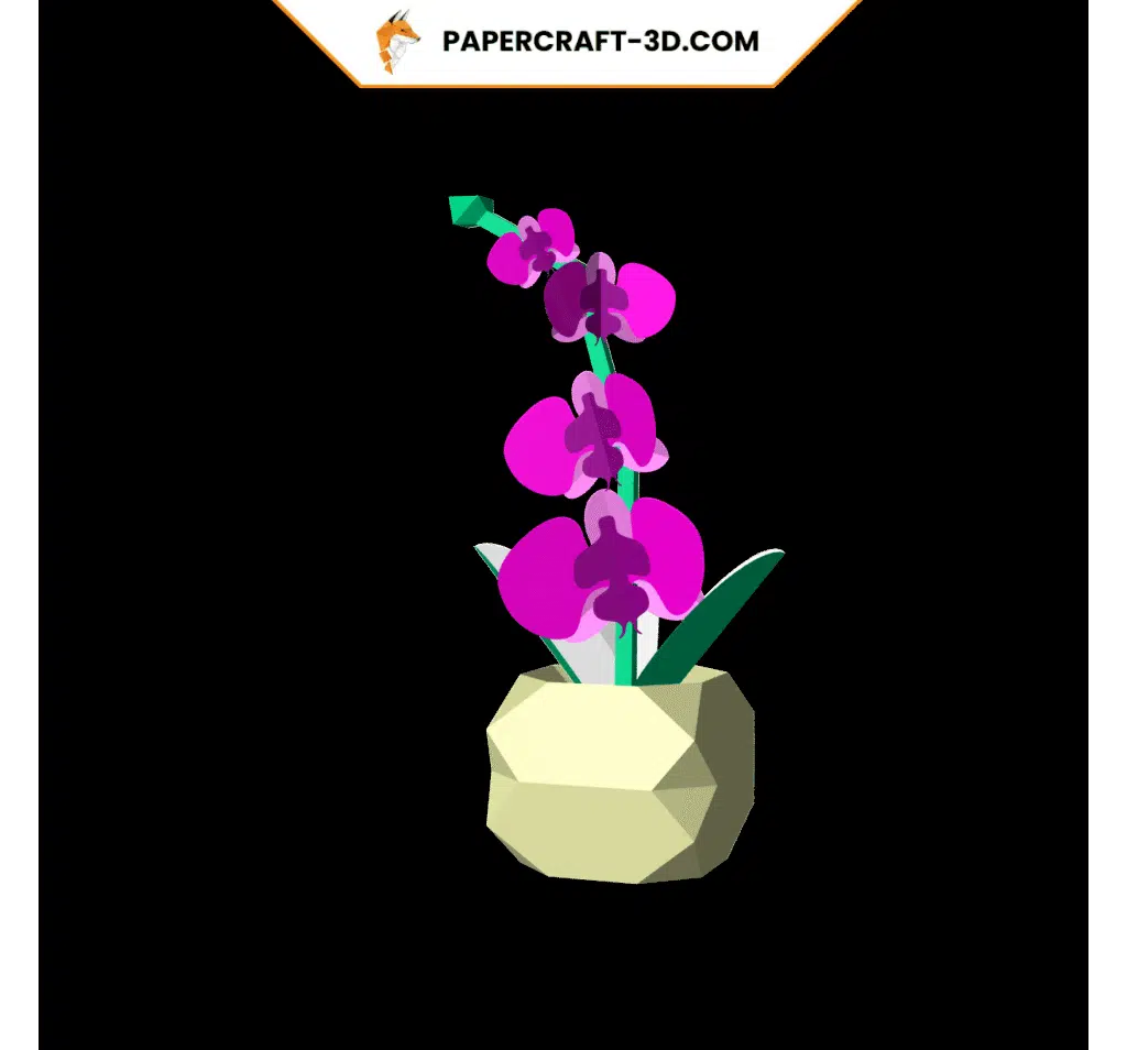 Pot avec Orchidée en papercraft 3D