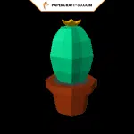 Pot avec cactus en papercraft 3D