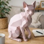 Scultura gatto sphynx seduto papercraft