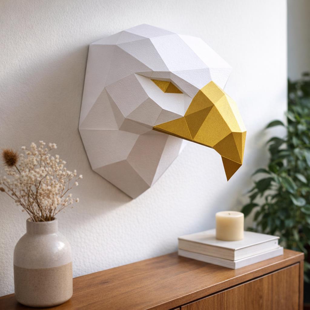Sculpture tête d'aigle en papercraft 3D