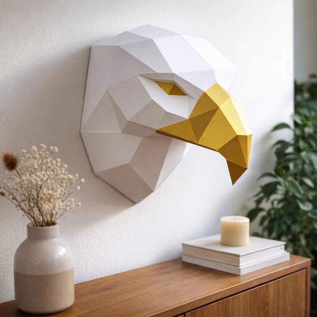 Scultura testa d’aquila in papercraft 3D