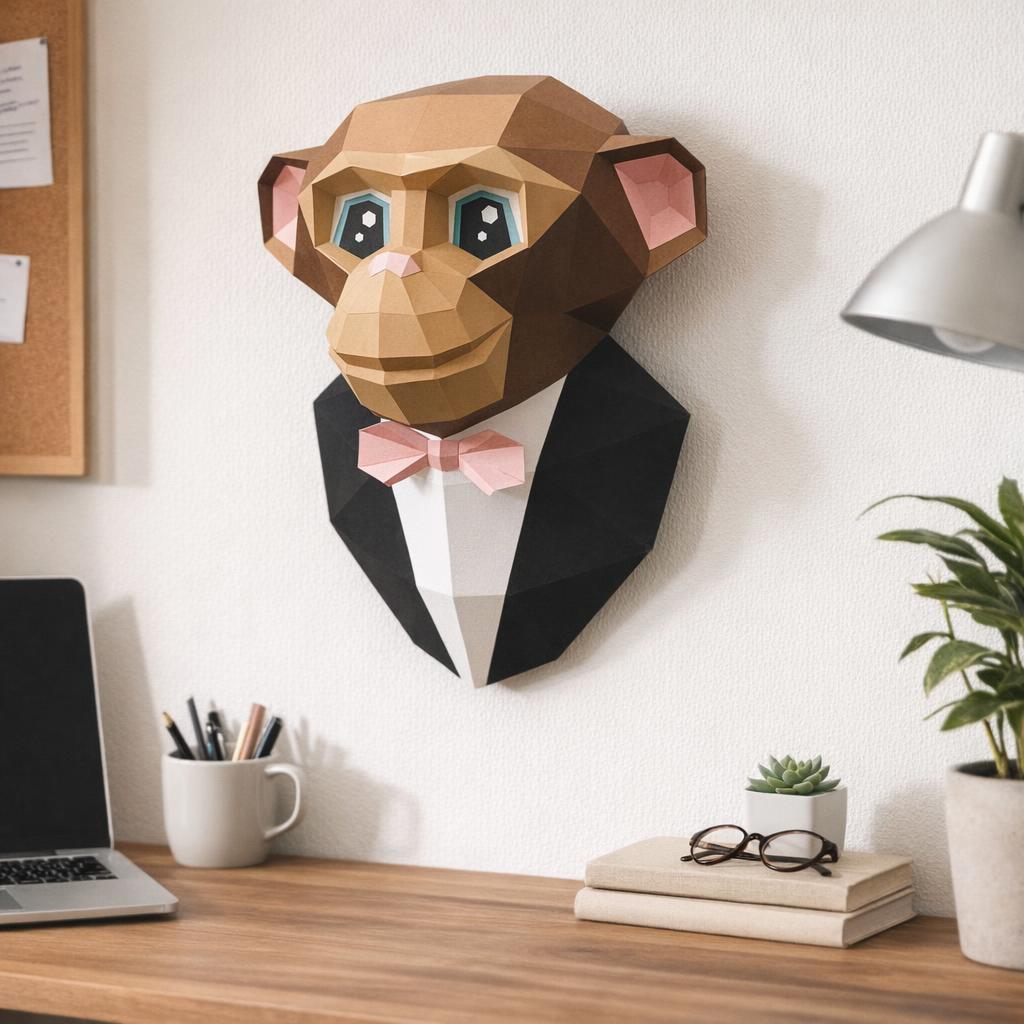 Singe en papercraft 3D