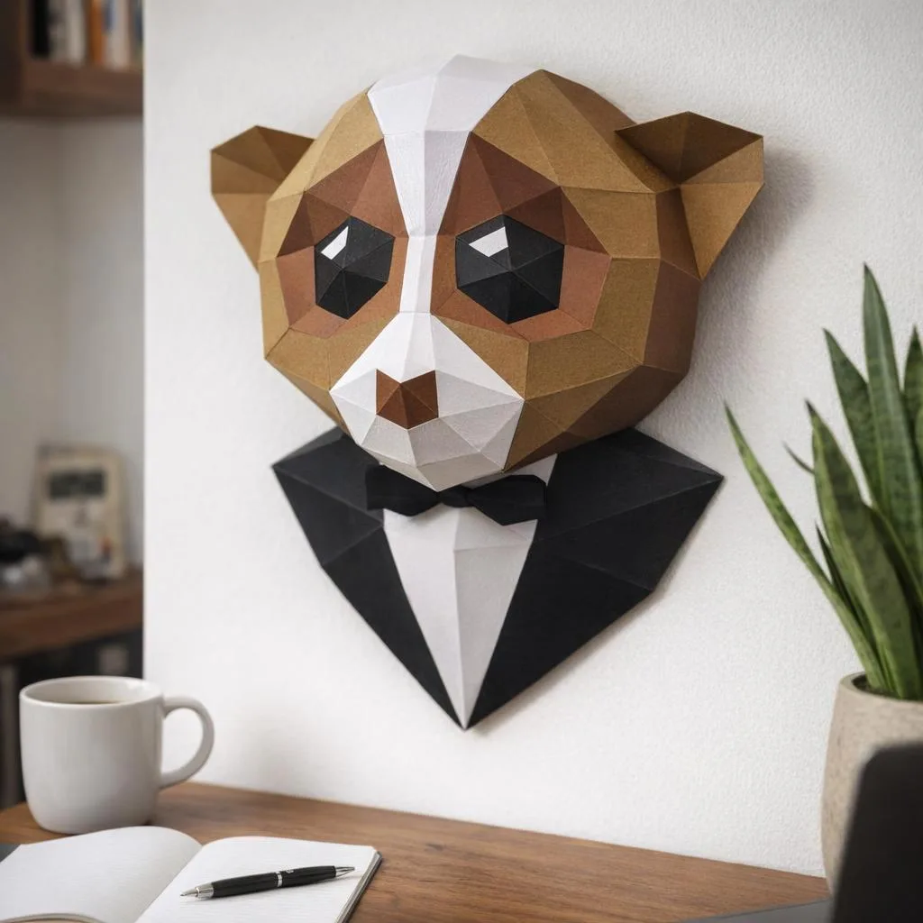 Macaco de smoking em papercraft 3D