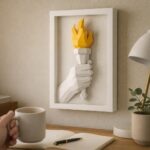 Olympic flame 3D papercraft wall art