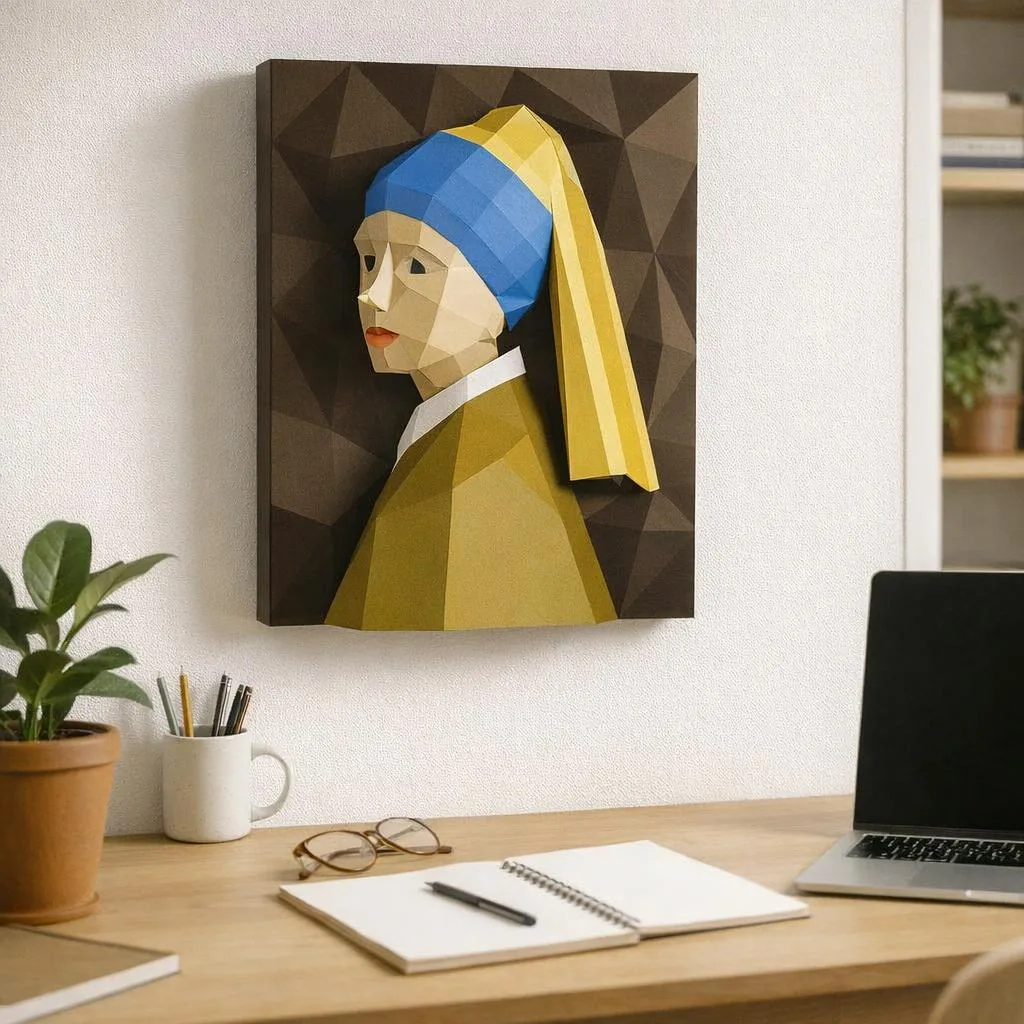 Wandbild Das Mädchen mit dem Perlenohrring aus 3D-Papercraft