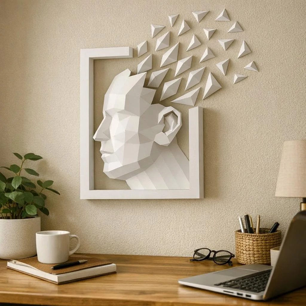 Papercraft-3D-Wandbild Abstrakter Kopf