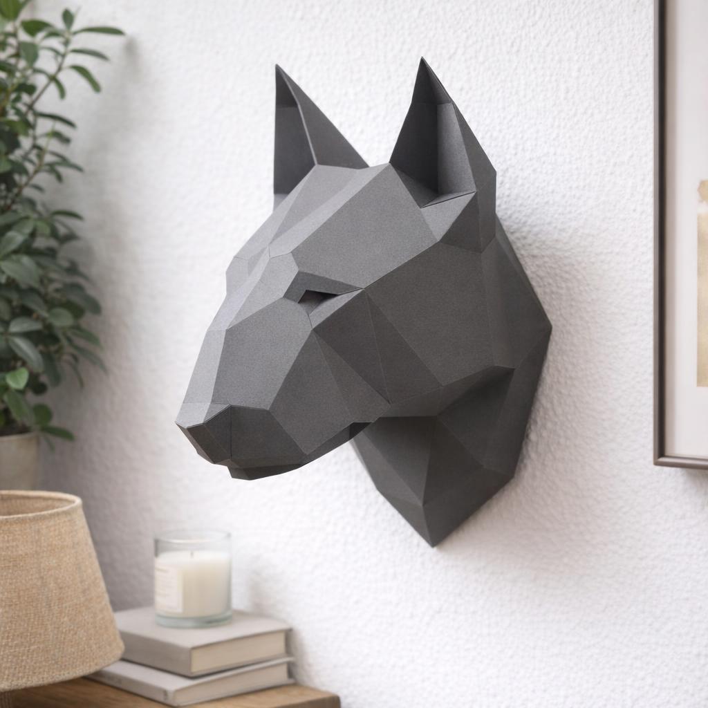 Tête de bull terrier en papercraft 3D