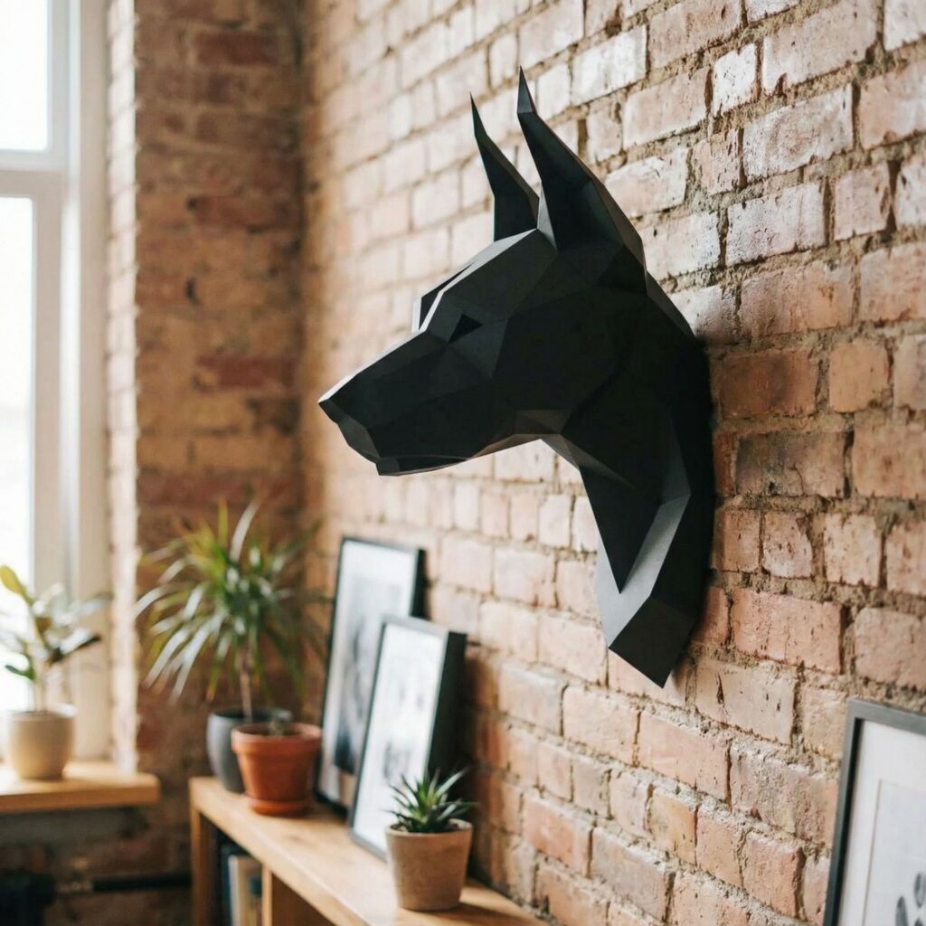 Tête de doberman en papercraft 3D