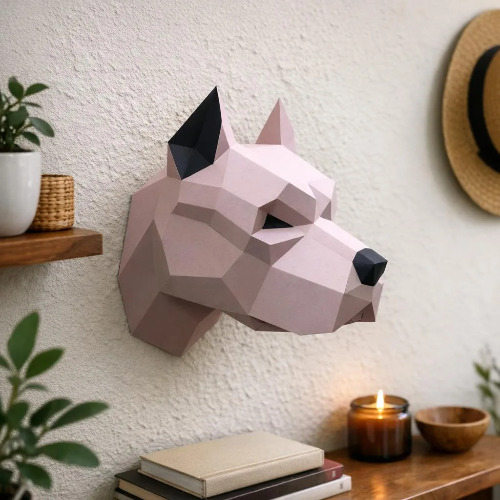 Cabeça de pitbull em papercraft 3D