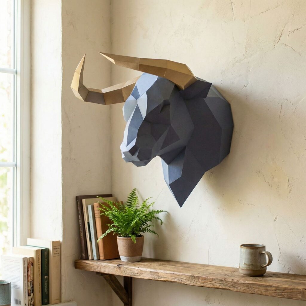 Tête de taureau en papercraft 3D