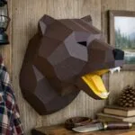 Tête de trophée ours en papercraft 3D