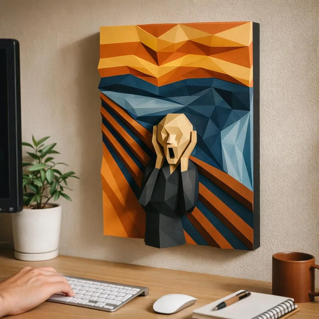 The Scream – 3D-Papercraft-Bild nach Munch
