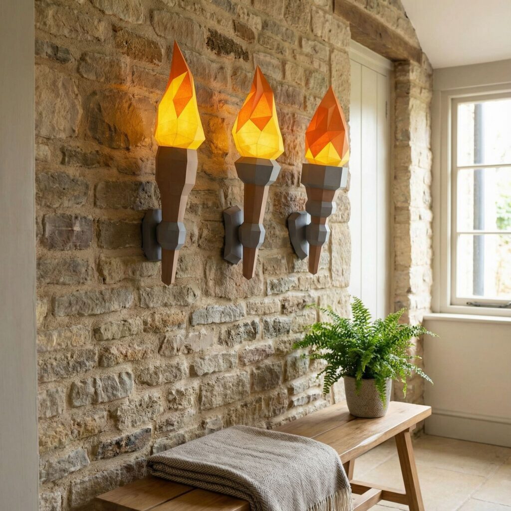 Torches murales en papercraft