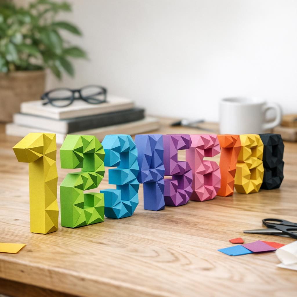 Papercraft of all 3D numbers