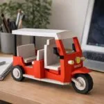 Tuk-tuk - Driekkerige Aziatische driewieler in papercraft 3D, weergave 2