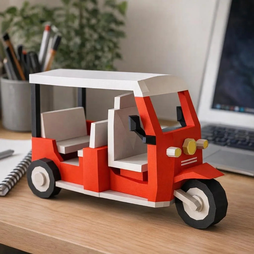 Tuk-Tuk – Asiatischer Dreirad-Transporter als 3D-Papercraft