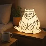 Geometrische papercraft 3D kat nachtlamp, weergave 2