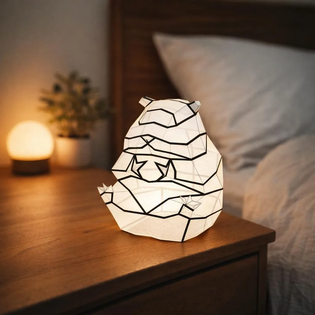 Luminária noturna de hamster em papercraft 3D