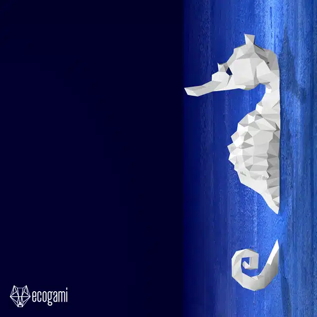 Wall seahorse in origami papercraft 3D