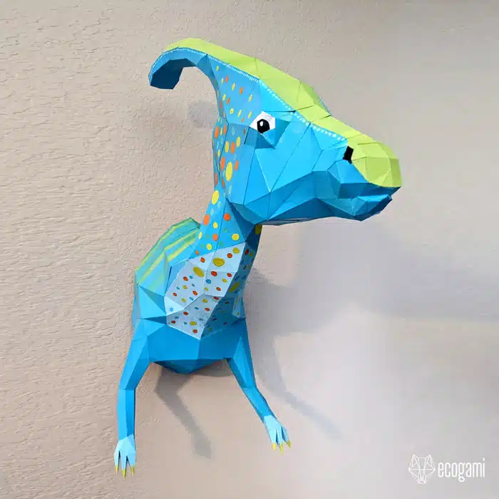Papercraft de cabeza de tigre dientes de sable en origami 3D
