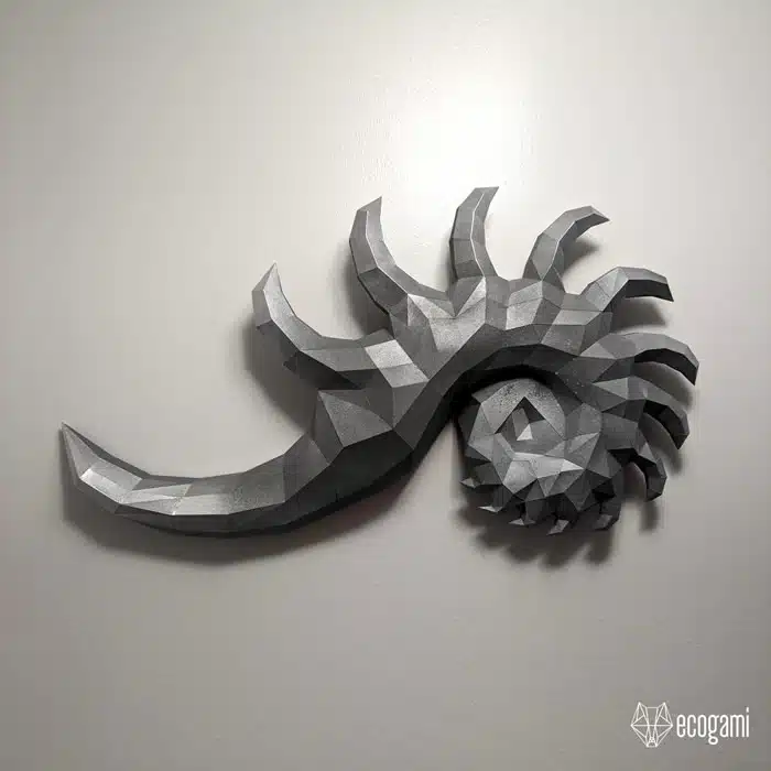 Papercraft de concha tropical mural em origami 3D
