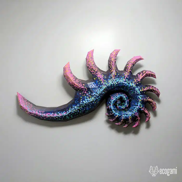 Papercraft de cabeza de tigre dientes de sable en origami 3D
