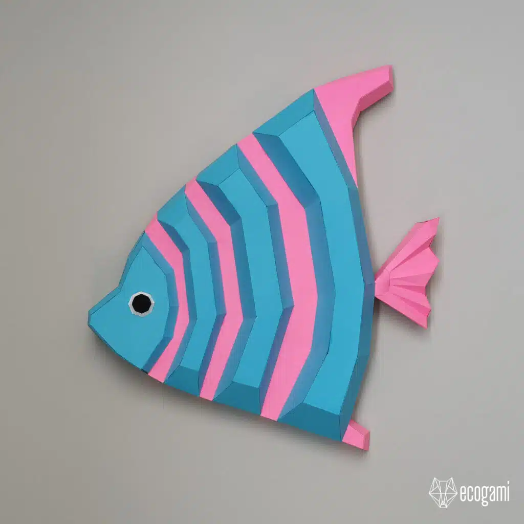 Papercraft pesce tropicale da parete in origami 3D