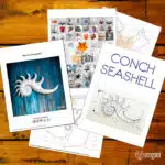 Papercraft de concha tropical mural em origami 3D