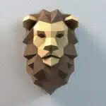 Decoración mural cabeza de león papercraft
