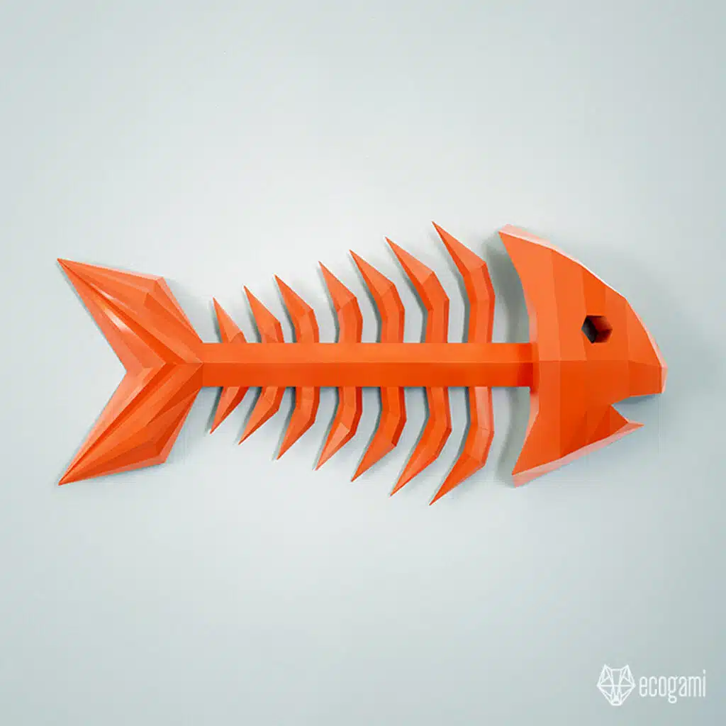 Papercraft Fish Skeleton in Origami 3D