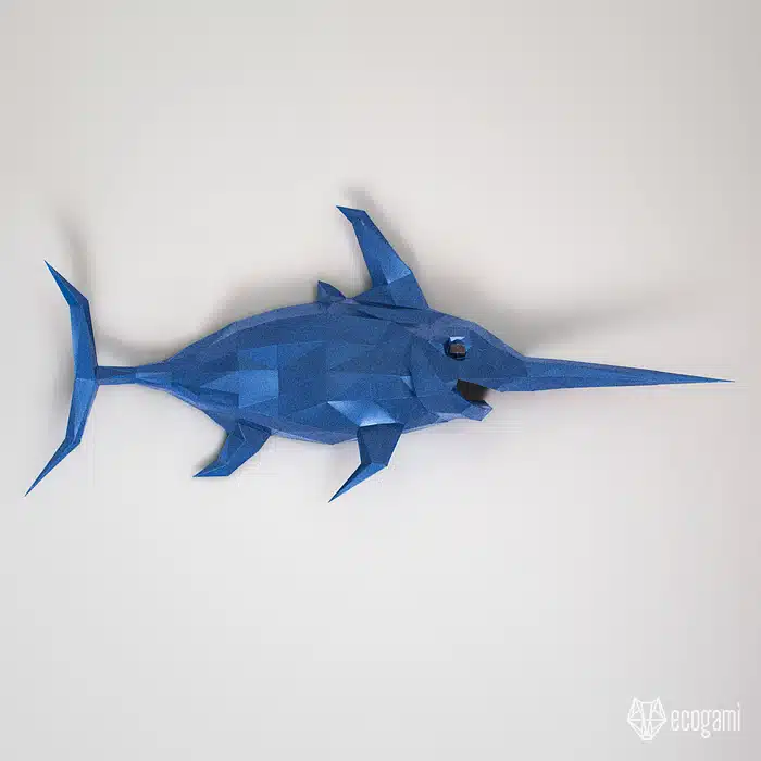 Peixe-espada em origami Papercraft 3D