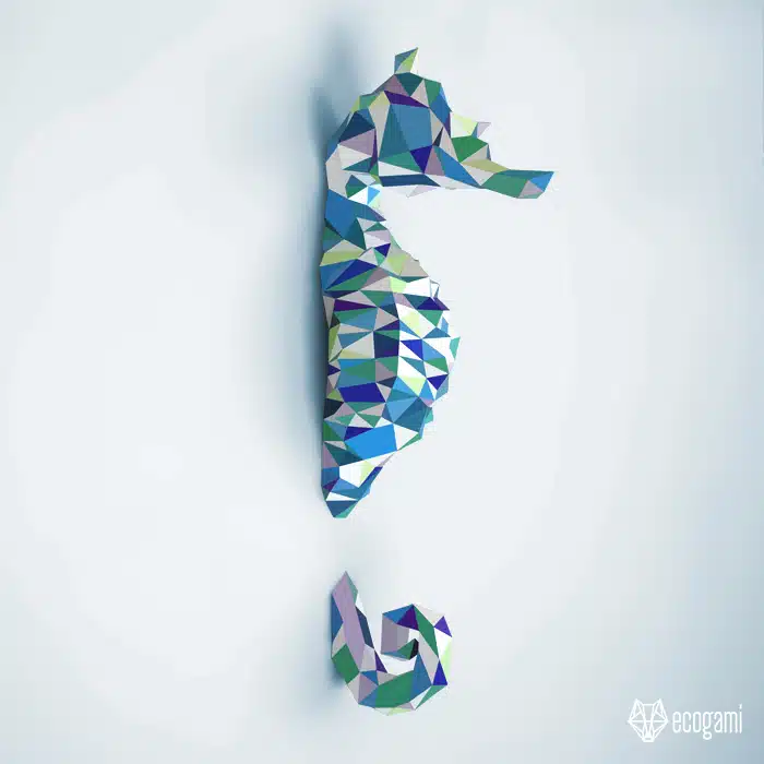 Papercraft hippocampe mural en origami