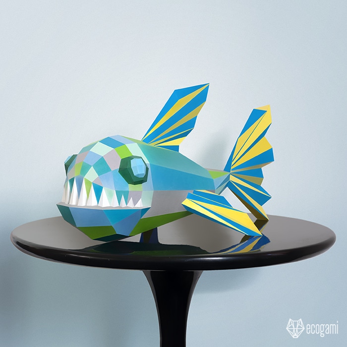 Papercraft poisson amusant en origami 3D