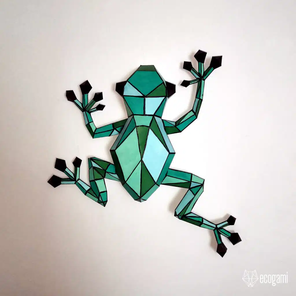 Papercraft grenouille murale grimpante en origami 3D
