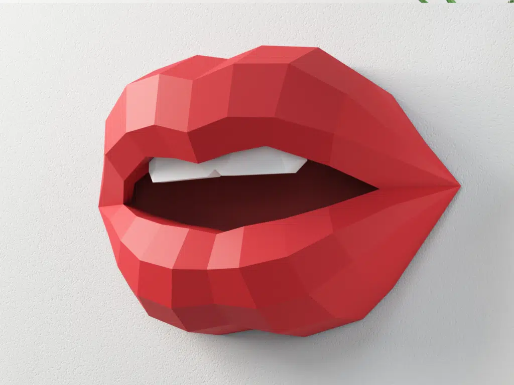 Lips wall decor papercraft PDF SVG, vue 2