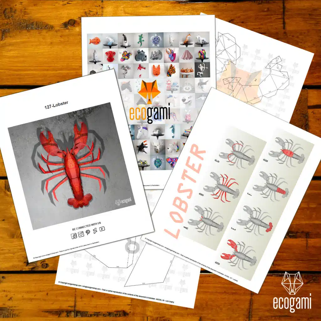 Papercraft Lobster in Origami 3D