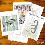 Papercraft plesiossauro mural em origami 3D