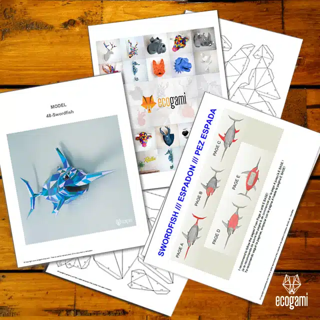 Papercraft Swordfish in Origami 3D