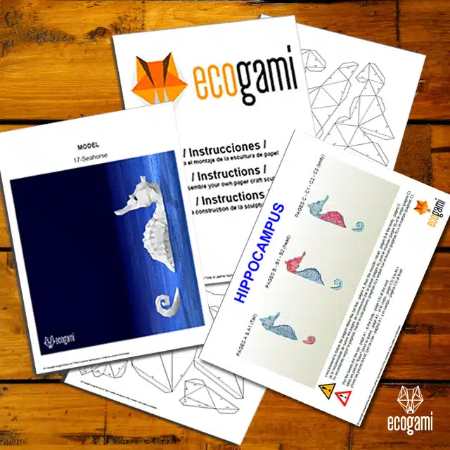 Papercraft hippocampe mural en origami