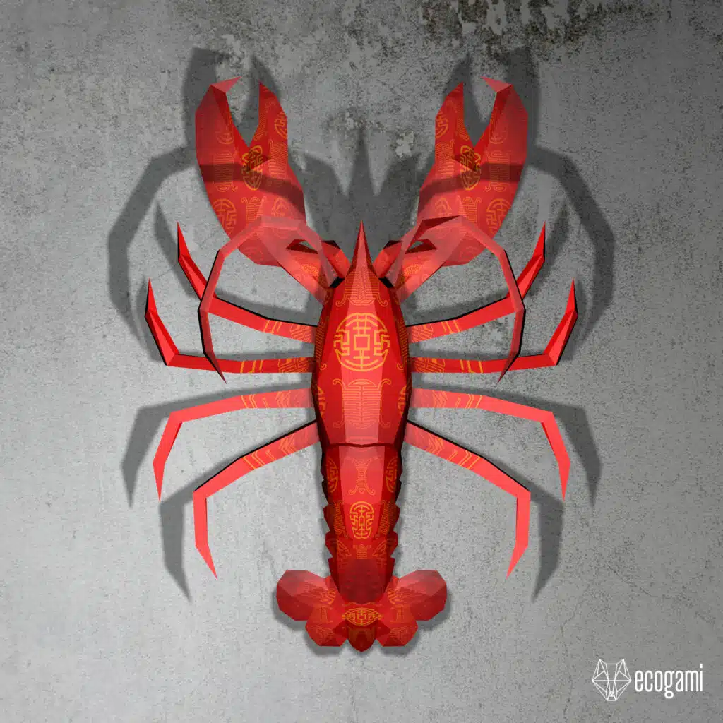 Papercraft Lobster in Origami 3D