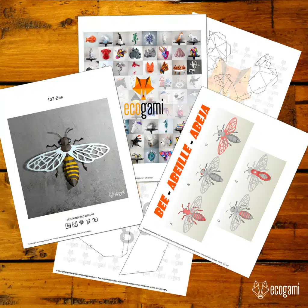 Papercraft d'abeille en origami 3D