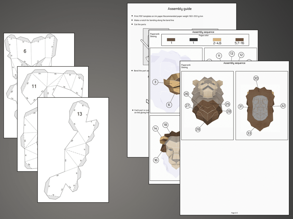 Lion Head Wall decor papercraft