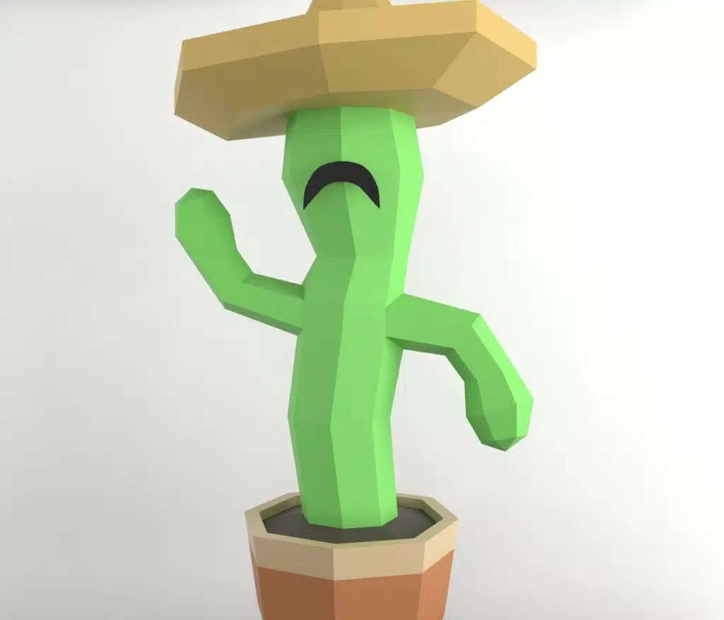 Kaktus papercraft PDF Vorlage