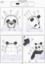 Panda papercraft PDF SVG, vue 4