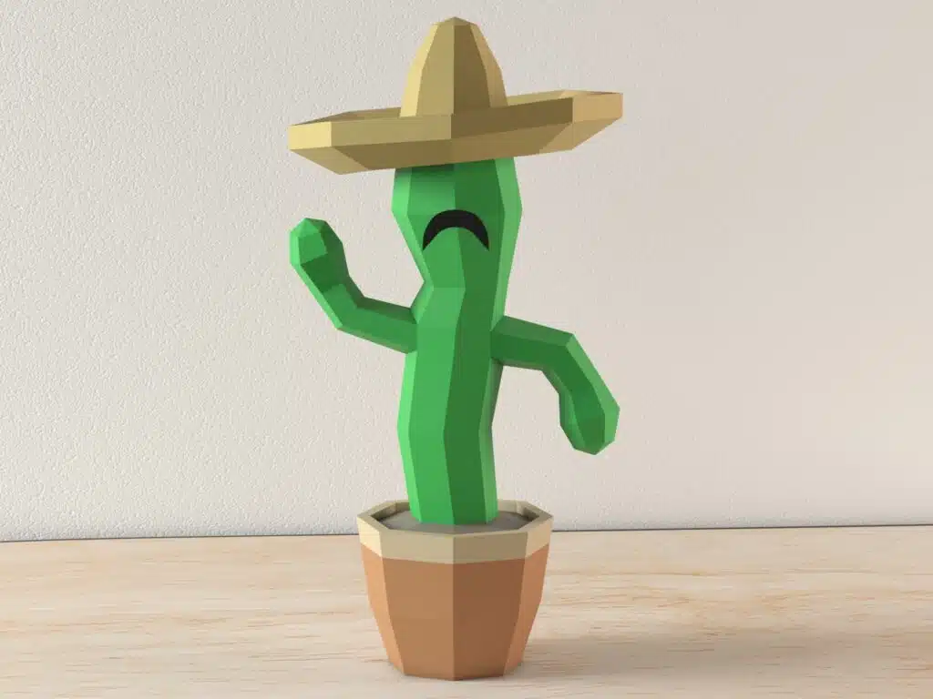 Kaktus papercraft PDF Vorlage
