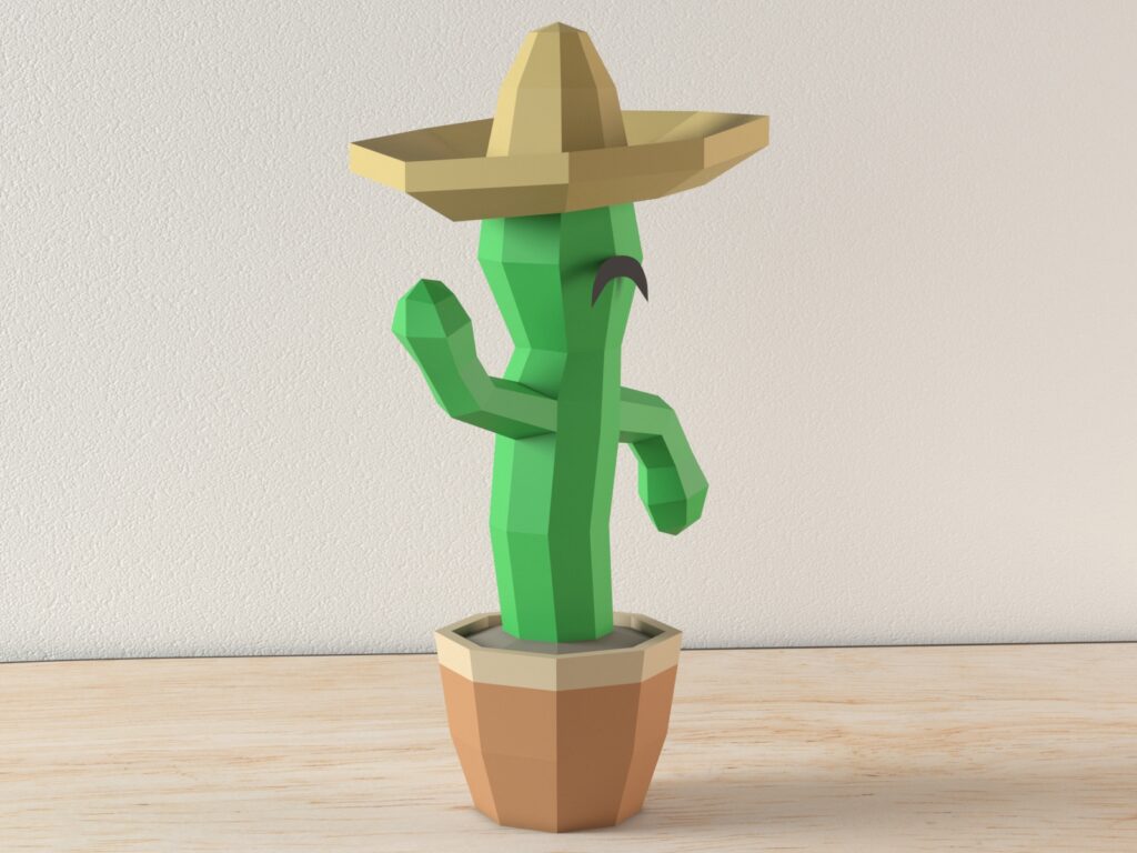 Cactus papercraft PDF Template
