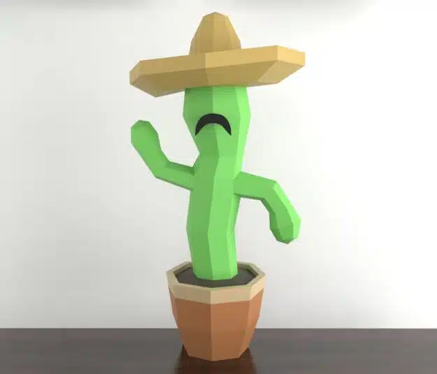 Kaktus papercraft PDF Vorlage